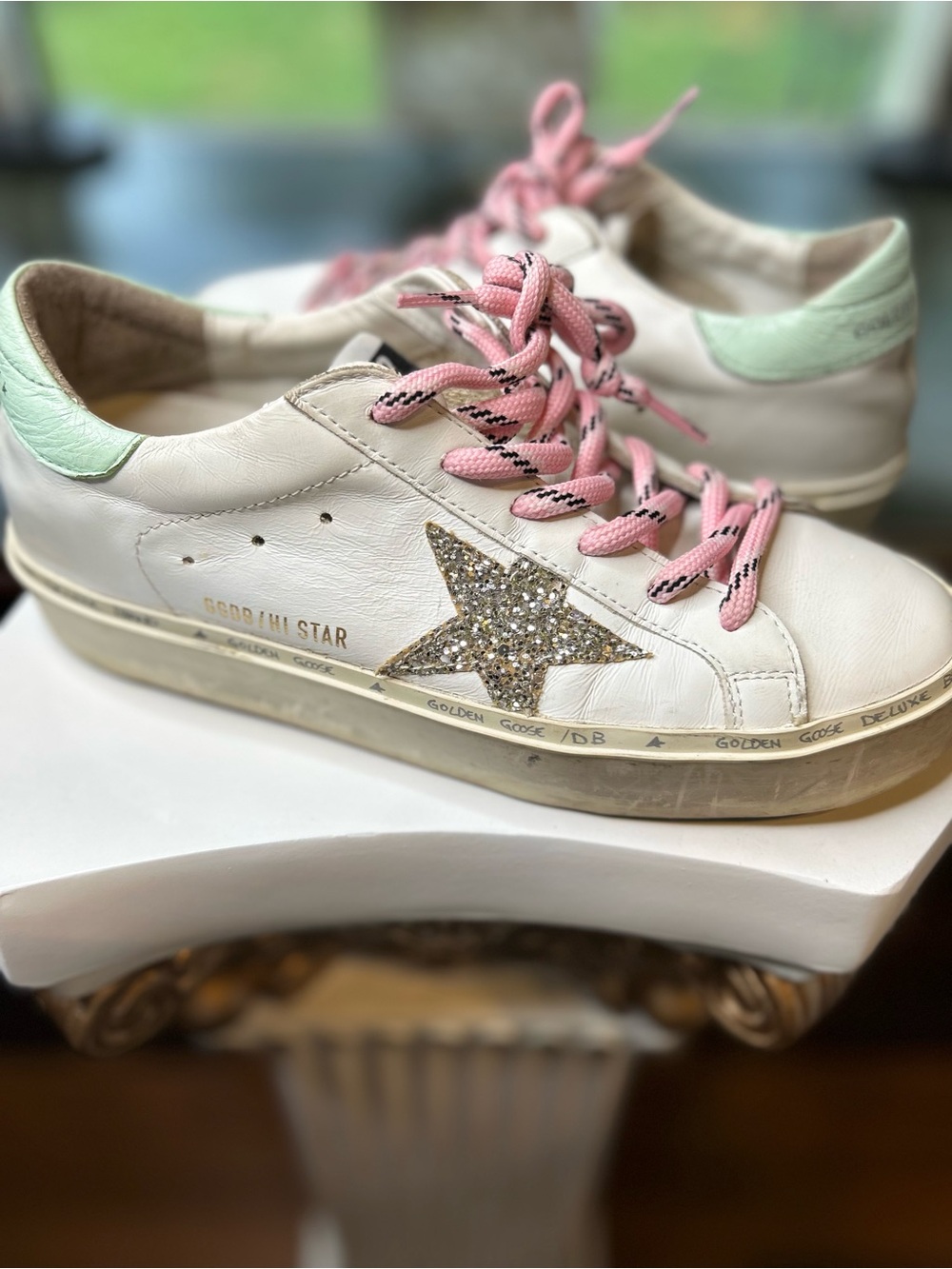 Golden Goose Hi Star Glitter Star Pink Laces Sneaker EU 38